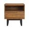 Armen Living Aldo 1 Drawer Nightstand in Brown Oak Wood with Black Metal Legs LCAOLAROAK - alternate 1